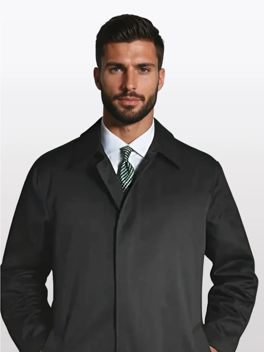 Vintage J. Crew 100% Wool Men's Black Trench Coat